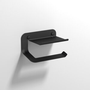 Quick Toilet Roll Holder with Shelf - Black
