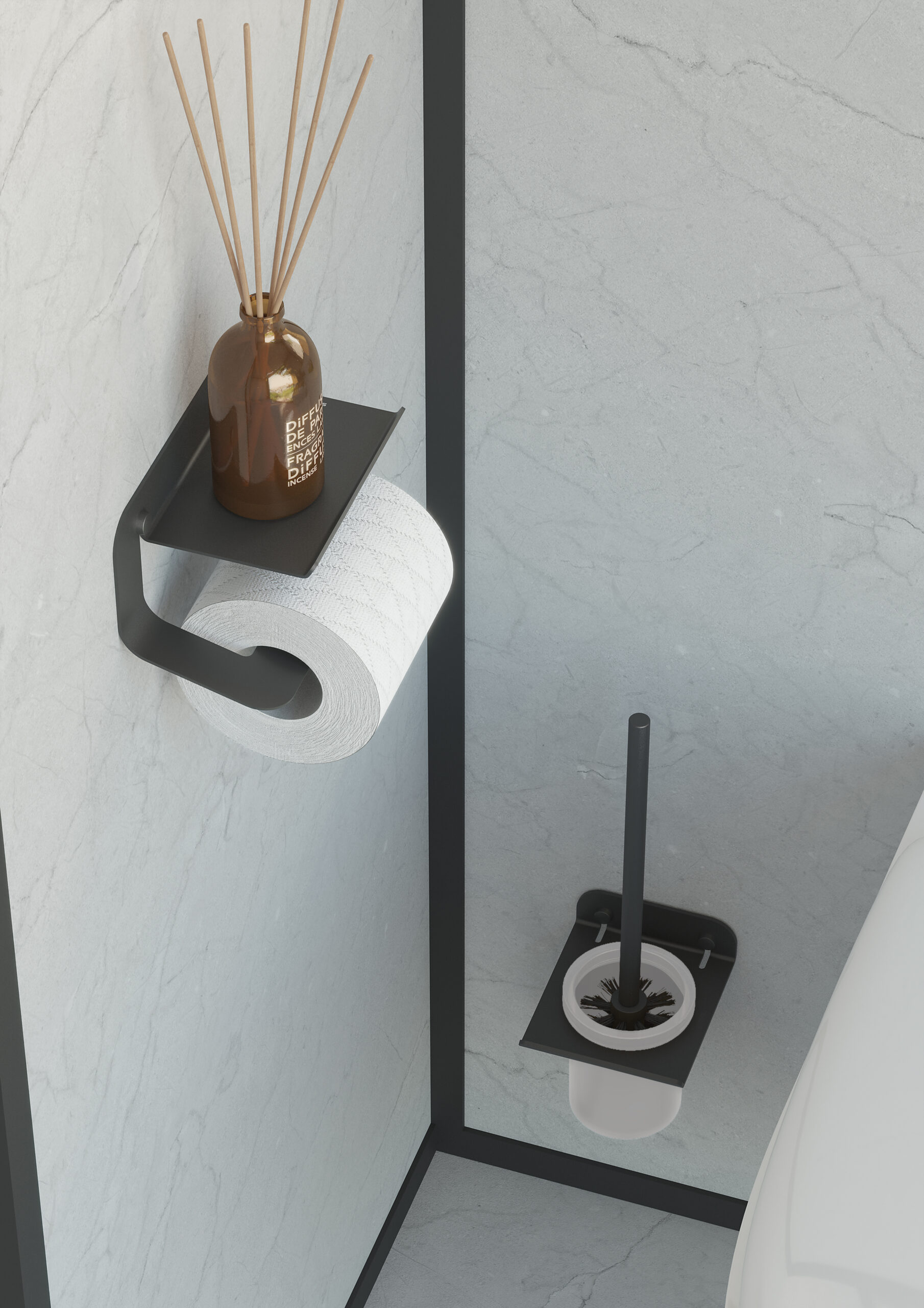 Quick WC Brush Set - Black/White Frosted - Image 2